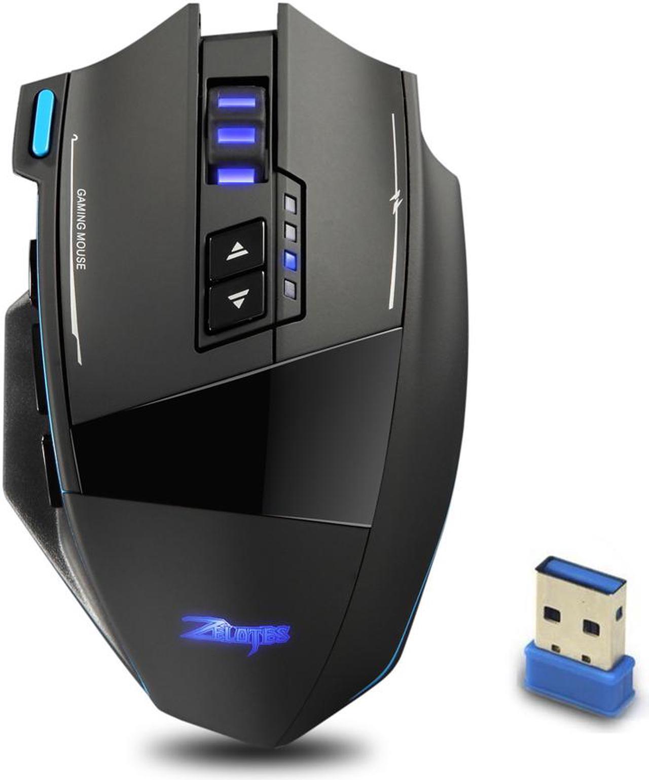 ESTONE F-15 Wired/Wireless Gaming Mouse with USB Receiver, LED Backlight, 4800DPI 5 Adjustable DPI Mouse, 9 Programmable Buttons for Gamer PC, Laptop, Notebook, Computer, MacBook