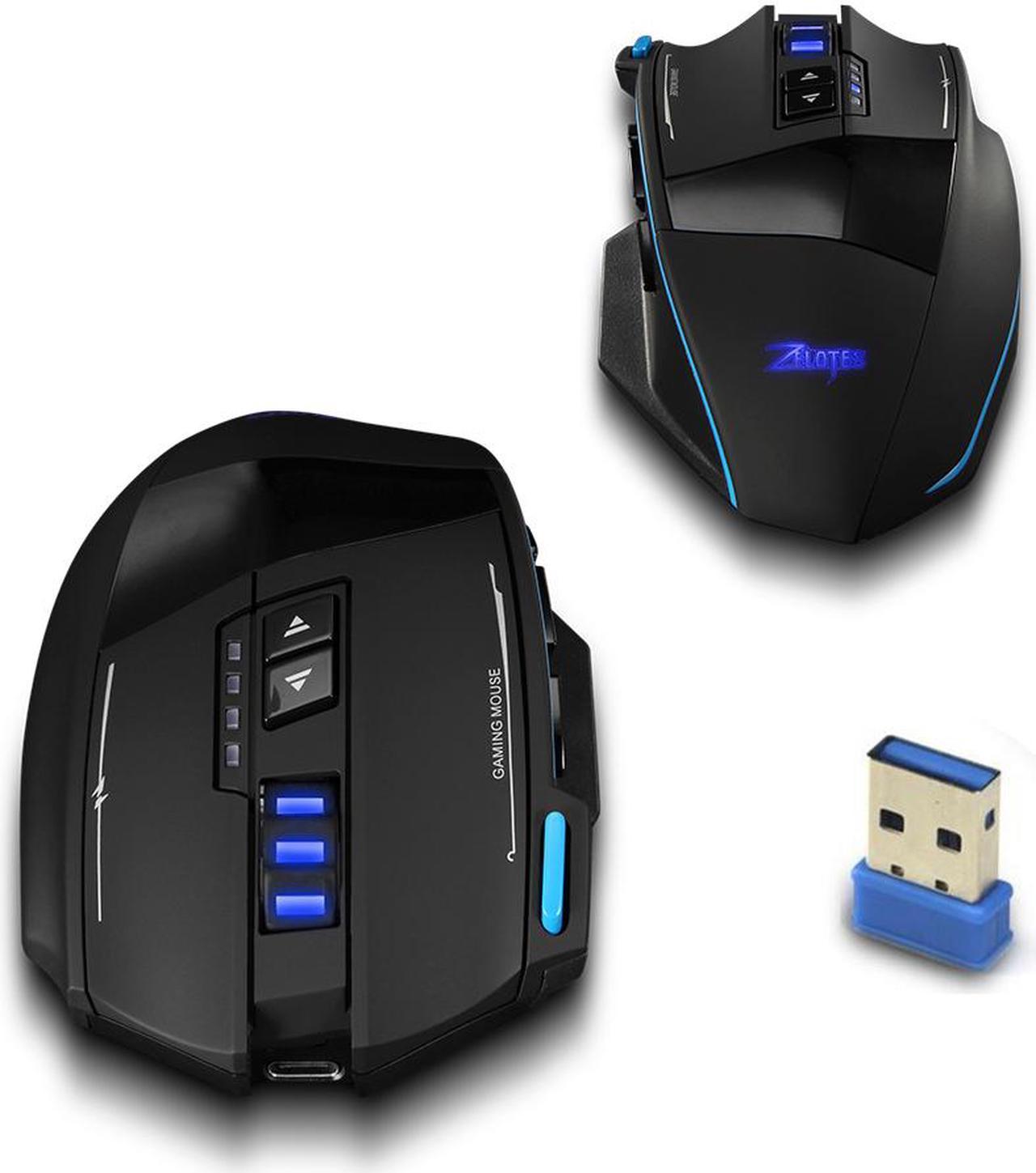 ESTONE F-15 Rechargeable 2.4Ghz Wired/Wireless Gaming Mouse with USB Receiver,RGB Backlit, 9 Programmable Buttons for MacBook, Computer PC, Laptop (400Mah Lithium Battery)