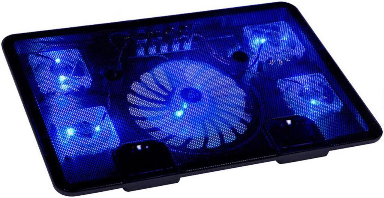 NAJU N5 Laptop Cooling Pad, 5 Fans Notebook Laptop Cooler Cooling Pad with LED Lights, Dual USB Ports, Blue LED Lights, Suitable for 12-17 Inch Laptops