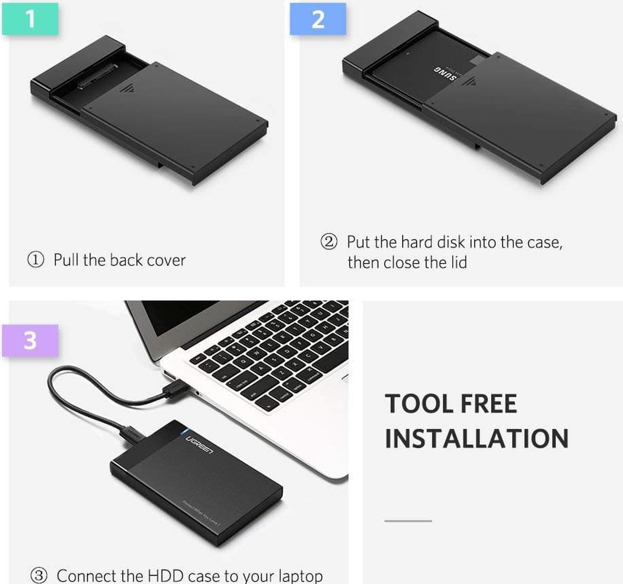 Alt view image 5 of 7 - ESTONE ?USB 3.1 Gen2 6Gbps? 2.5 inch Hard Disk case SATA III up to 6TB 9.5mm / 7mm HDD/SSD Compatible UASP Transfer Mode Tool Free for 2.5 inch SATA WD Seagate Toshiba Samsung Hitachi