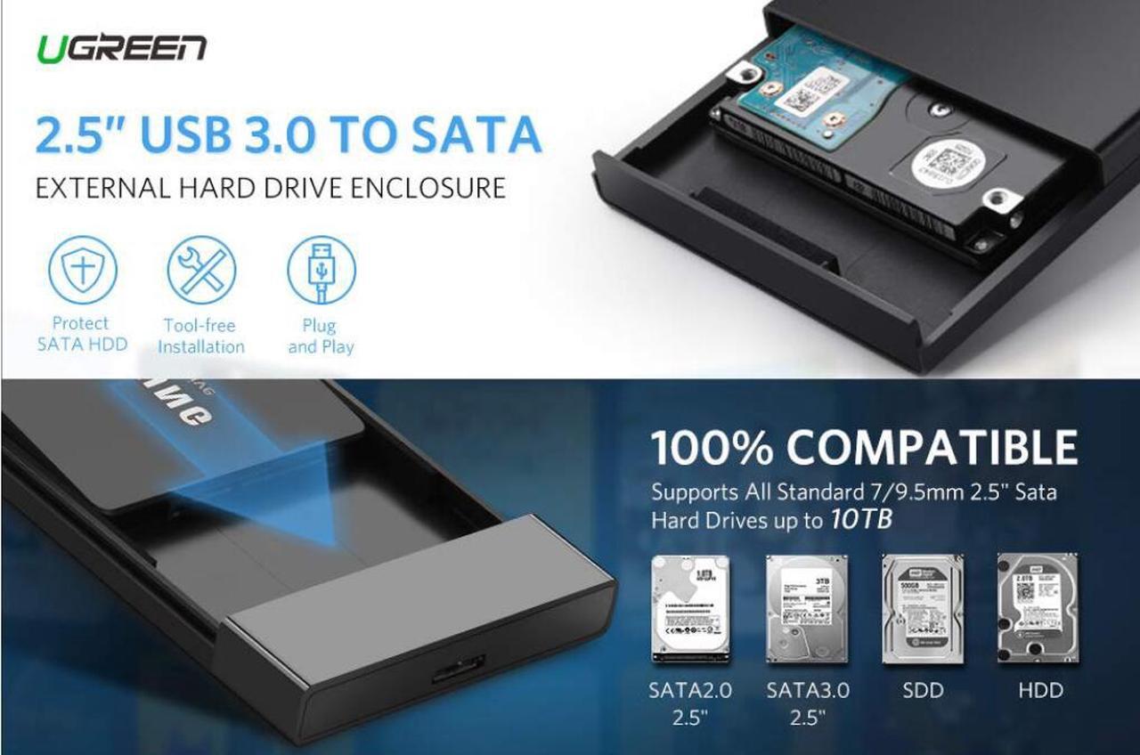 Alt view image 2 of 7 - ESTONE USB-C 3.1 Gen2 HDD Enclosure SATA to USB-C HDD Case 5Gbps 6TB External Hard Drive Enclosure Compatible with 2.5 Inch 7~9.5mm HDD SSD