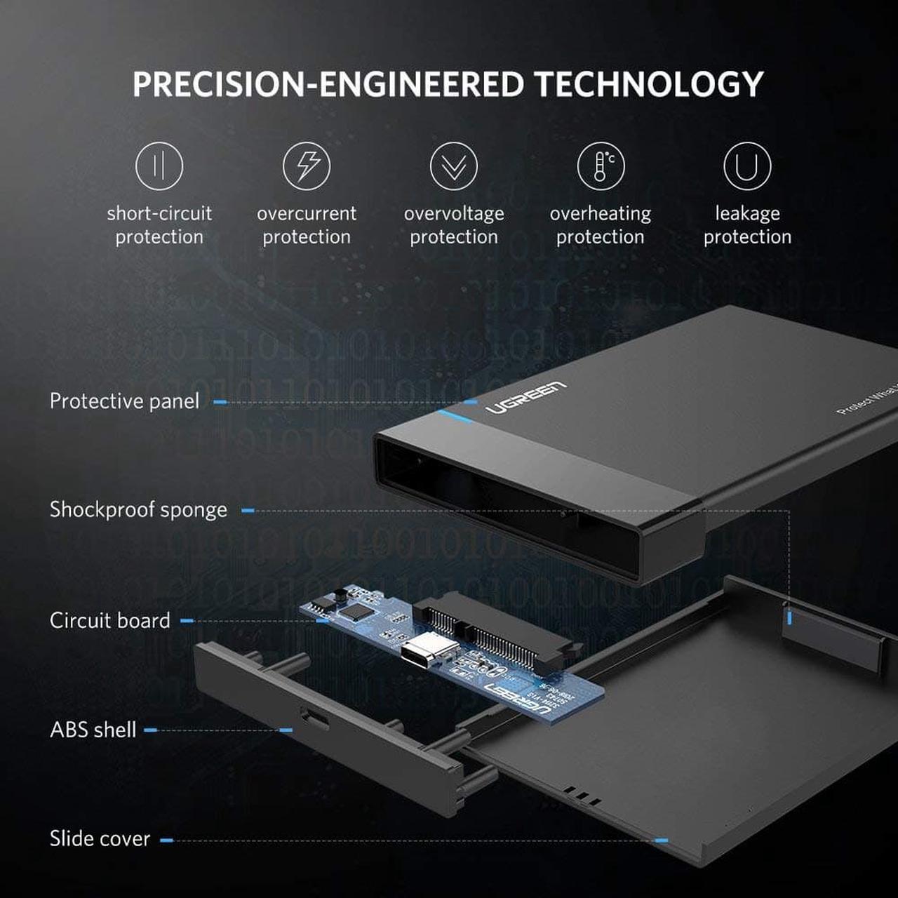 Alt view image 2 of 7 - ESTONE ?USB 3.1 Gen2 6Gbps? 2.5 inch Hard Disk case SATA III up to 6TB 9.5mm / 7mm HDD/SSD Compatible UASP Transfer Mode Tool Free for 2.5 inch SATA WD Seagate Toshiba Samsung Hitachi