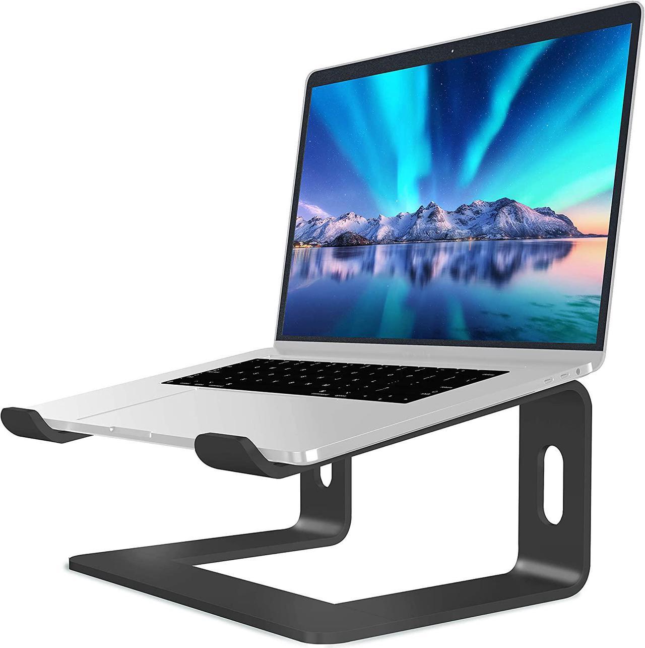 ESTONE Laptop Stand, Aluminum Computer Riser, Ergonomic Laptops Elevator for Desk, Metal Holder Compatible with 10 to 15.6 Inches Notebook Computer, Black