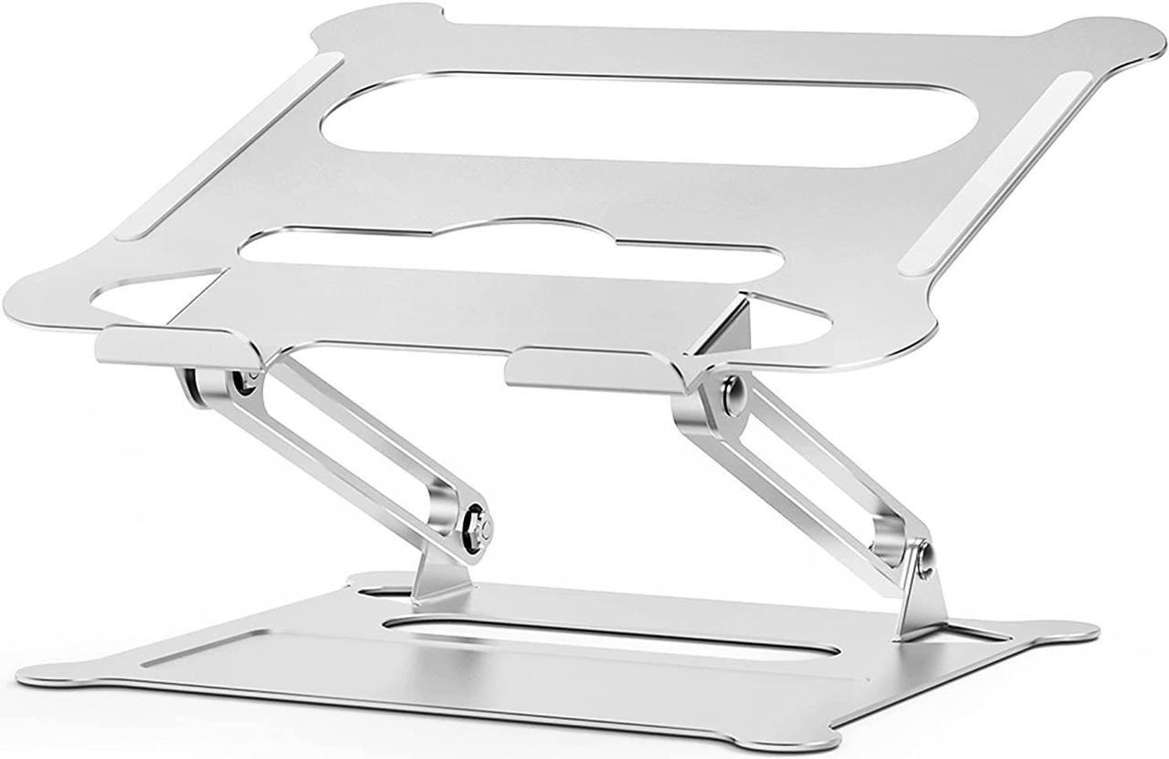 ESTONE Aluminum Laptop Stand for Desk Compatible with Mac MacBook Pro Air Apple Notebook, Foldable Portable Holder Ergonomic Elevator Metal Riser for 10-17 inch (Z19-Silver)