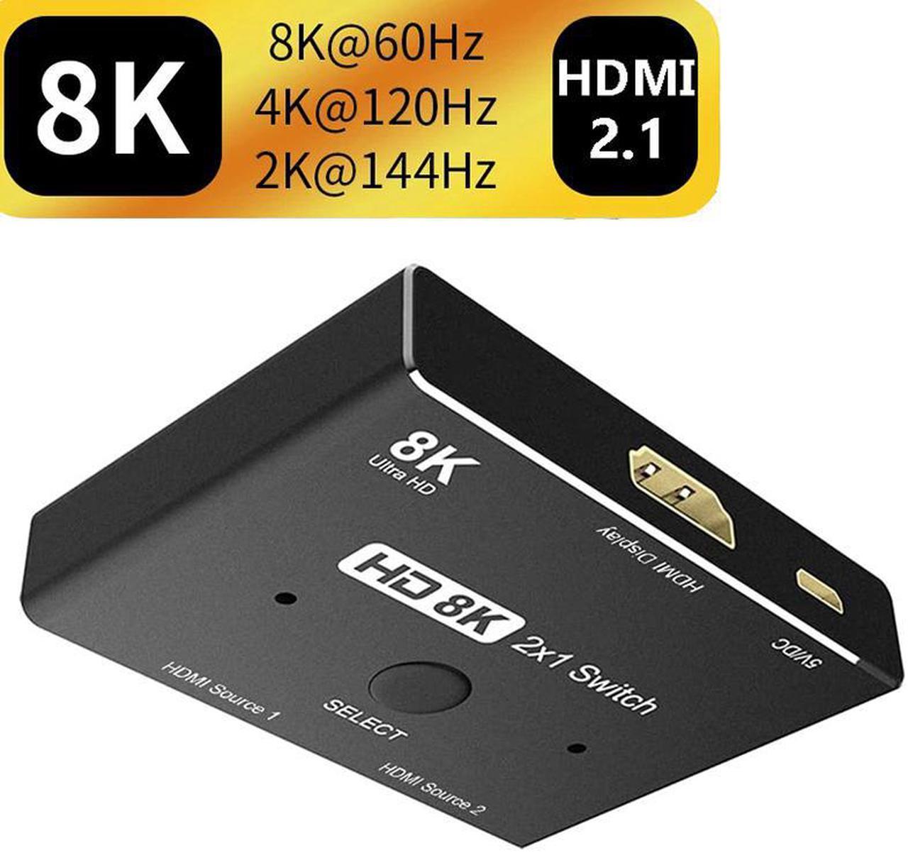 HD Switcher 8K@60Hz 4K@120Hz HDMI-Compatible 2.1 Switch 2x1 Adapter 2 in 1 out Converter for PS4/PS5 Xiaomi TV Box HDTV Splitter