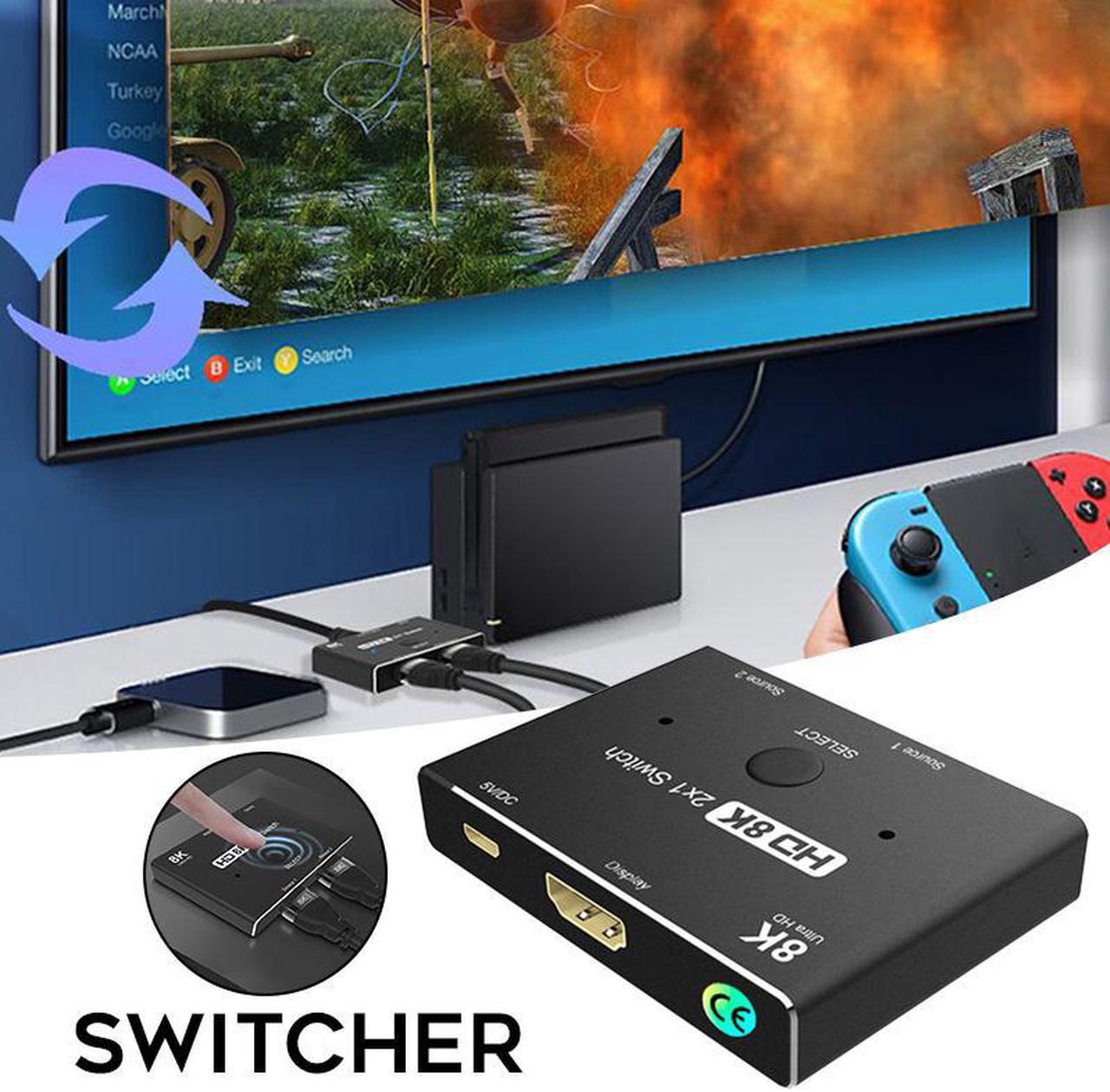 Switcher HDMI-compatible 2.1 2 in 1 out Ultra speed 48Gbps 8K@60Hz 4K@120Hz Switch adapter With switch button For HDTV Projector