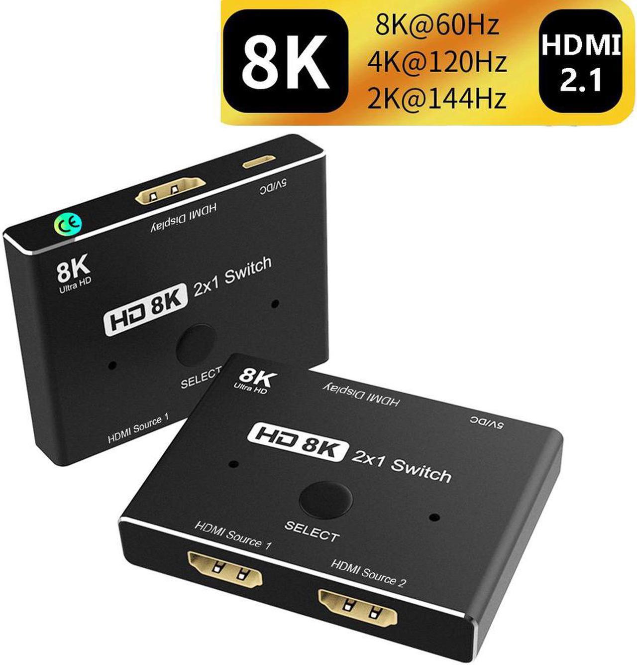 HDMI 2.1 Ultra HD High Speed 48Gbps Directional Switch Only 2in 1 out 8K@60Hz 4K@120Hz Splitter Converter Cable