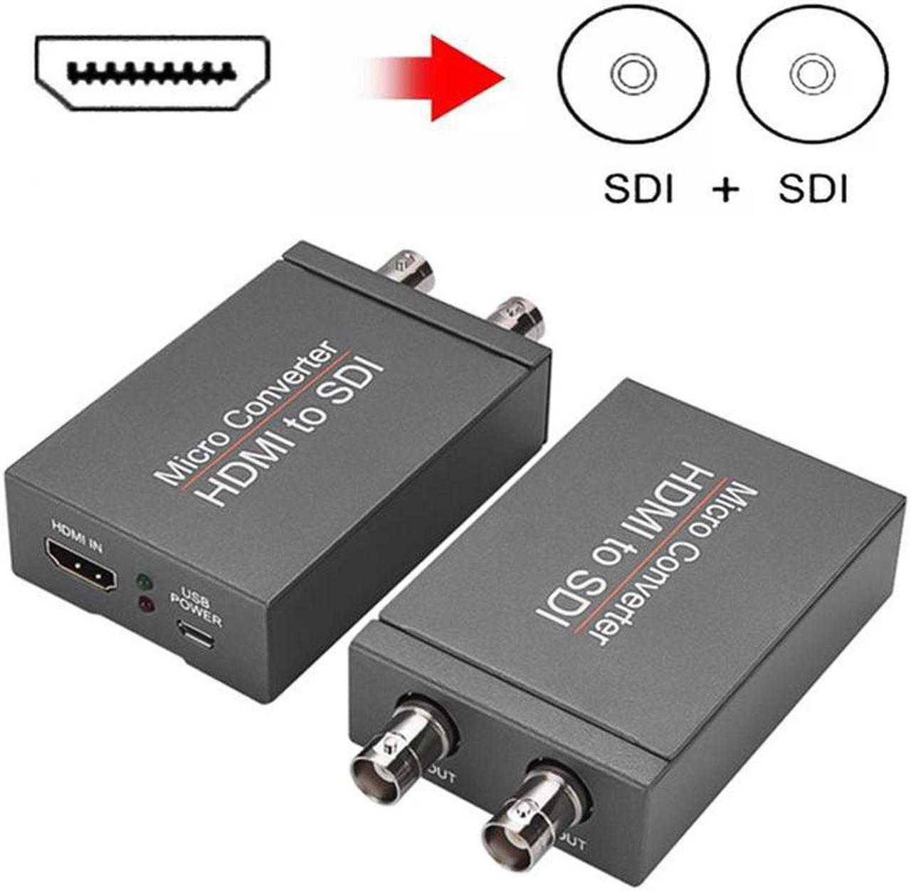 HDMI to SDI Converter, Micro Converter One HDMI in Two SDI Output (with Power Supply Adapter, Audio Embedder Support HDMI 1.3, 3G/HD-SDI Auto Format Detection Extender for Camera CCTV