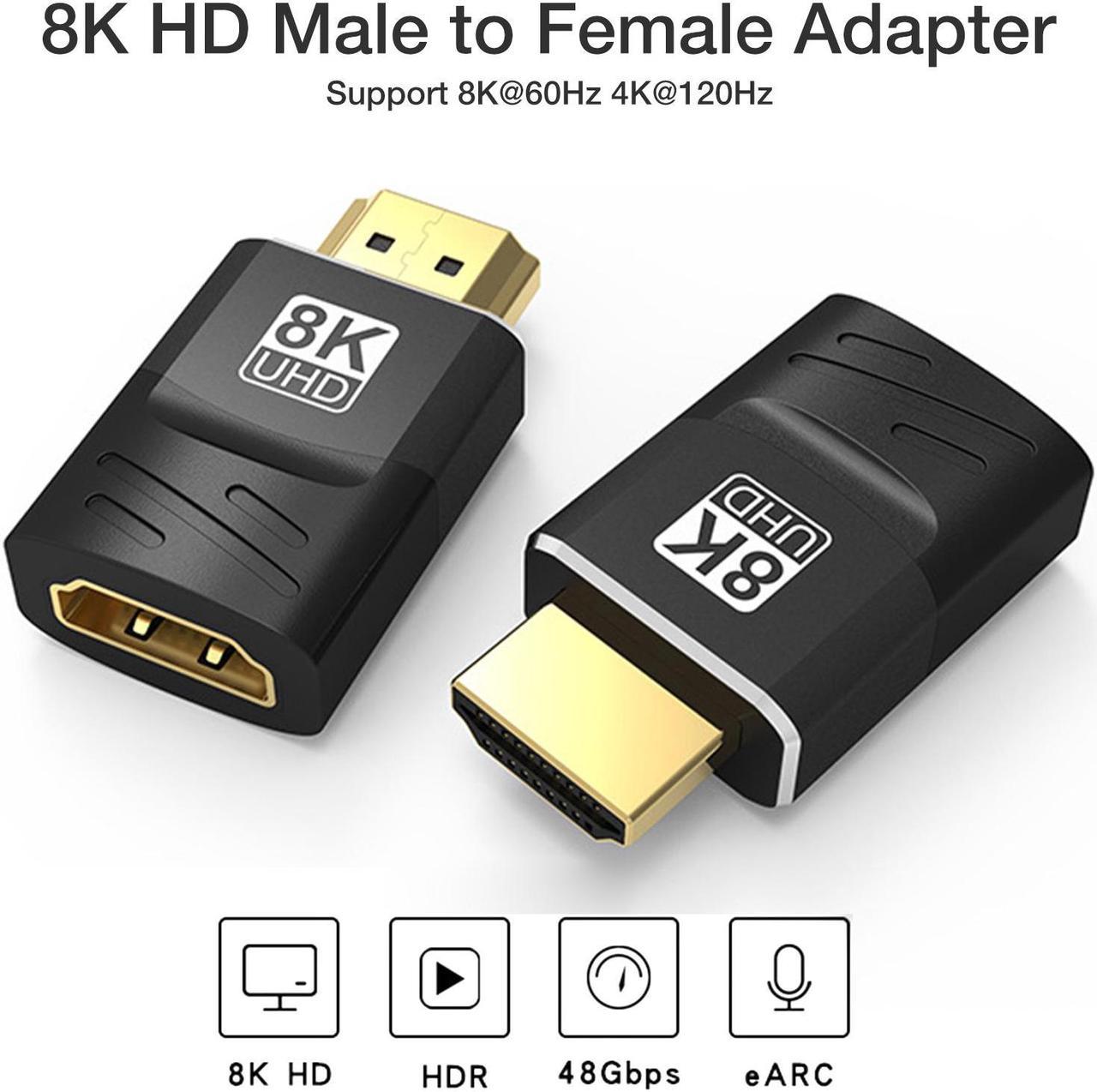 2-Pack 8K HDMI Coupler Male to Female Adapter Support 8K@60Hz & 4K@120Hz for TV Stick Roku Stick Chromecast Xbox PS5 PS4