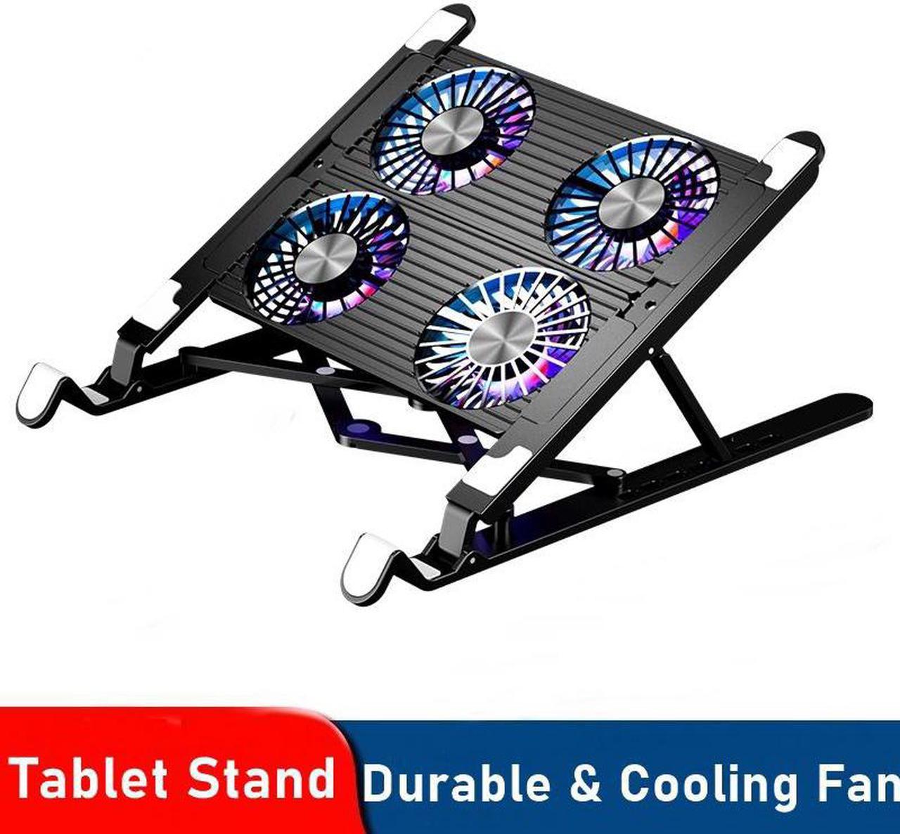 Laptop Tablet Stand Mount Portable - Foldable Height Adjustable Ergonomic Notebook Stand Holder with 4 High-speed Fan for Desk, Compatible with 11-17.3" MacBook Air Pro, Dell XPS, HP  Laptop Tablets