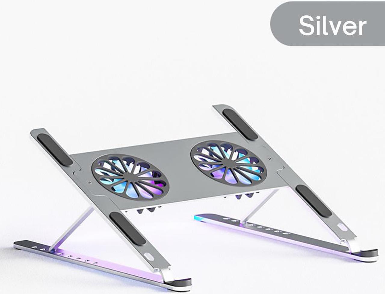 Notebook Stand Mount, Foldable Portable Computer Riser with Foldable Desktop Laptop Tablet Holder with Dual High-speed Fan Compatible with MacBook Air Pro, All 11-17.3 Inches Tablet or Laptop Notebook