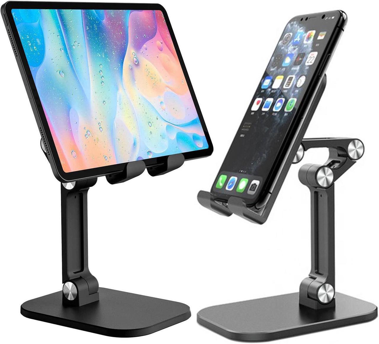 Upgraded Cell Phone Stand, Adjustable Desk Phone Stand, Friendly Cell Phone Holder Desk Phone Stand, Compatible with All 4-12.9" Smartphones, tablets and e-readers, and More, Black