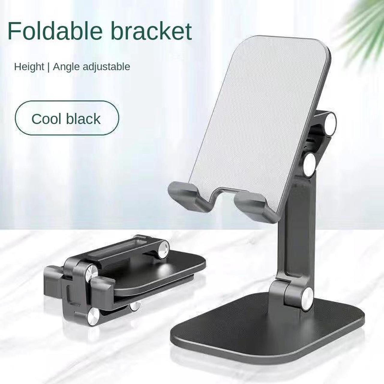 Upgraded Adjustable Cell Phone Stand for Desk, Angle Height Adjustable Foldable Cellphone Holder w/Anti-Slip Silicon Pad for Office, Compatible with 4-12.9Inches iPhone,iPad,Tablet, Kindle Black