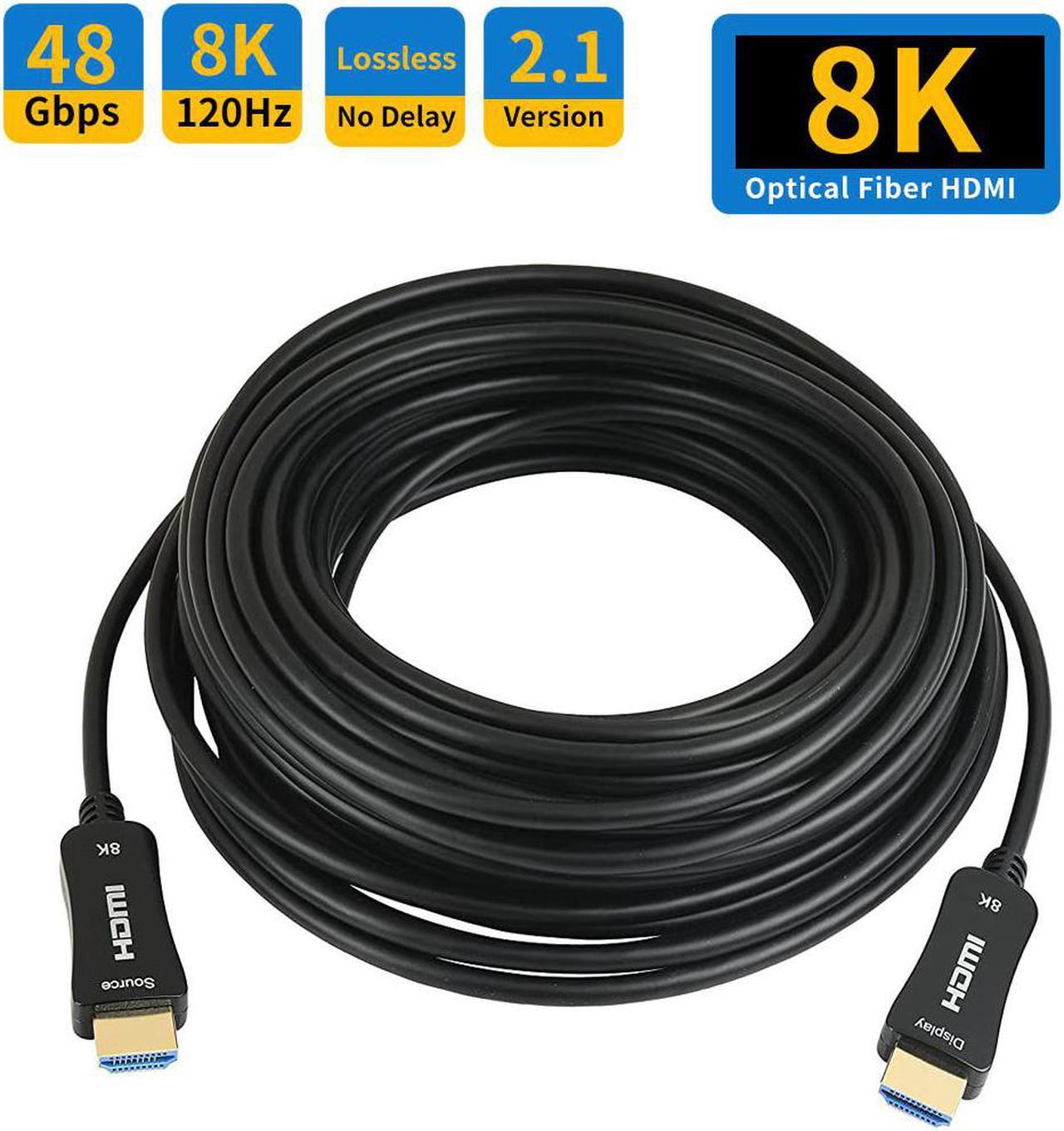 8K Optic Fiber HDMI 2.1 Cable 30FT, UHD HDR 8K 48Gbps,8K@60Hz 4K@120Hz Dynamic HDR 10, eARC,HDCP2.2, 4:4:4 Compatible with PS4,TV Box,Projector.8K TV.Etc