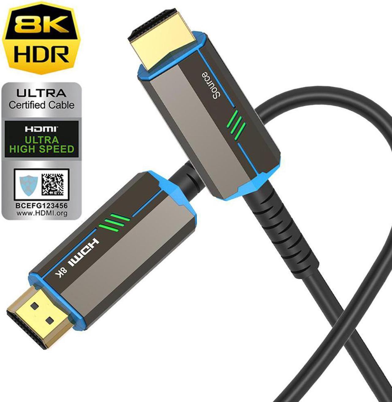 8K Fiber Optic HDMI Cable 65ft, Fiber HDMI 2.1 Cable Supports 8K@60Hz, 4K@120Hz, 48Gbps, eARC, HDR10, 4:4:4 Compatible with Apple TV / PS5 / RTX 3090/3080 and More