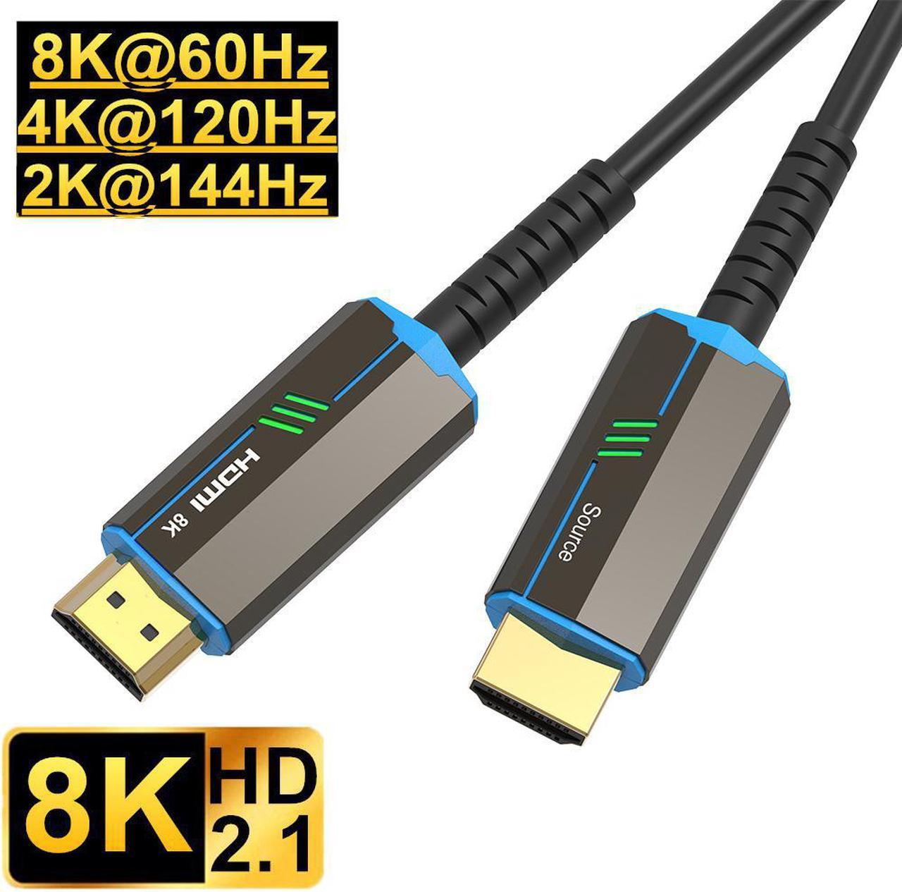 Optic Fiber HDMI 2.1 Cable,8K@60Hz 4K@120Hz Dynamic HDR 10, eARC, HDCP2.2, 4:4:4 7680x4320 Resolution, 48Gbps Optical Fiber HDMI 2.1 Cable for PS5/8K TV/LG TV30FT