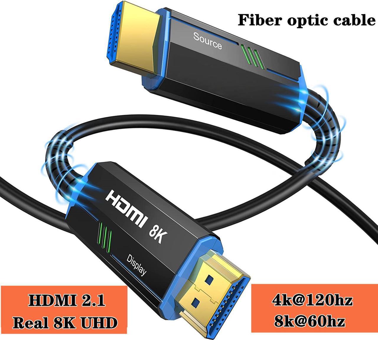 8K Fiber Optic HDMI Cable 30FT, Fiber HDMI 2.1 Cable Support 8K@60Hz,48Gbps, Dynamic HDR 10, eARC, HDCP2.2, 4:4:4, Compatible with Apple TV, Switch, Projector