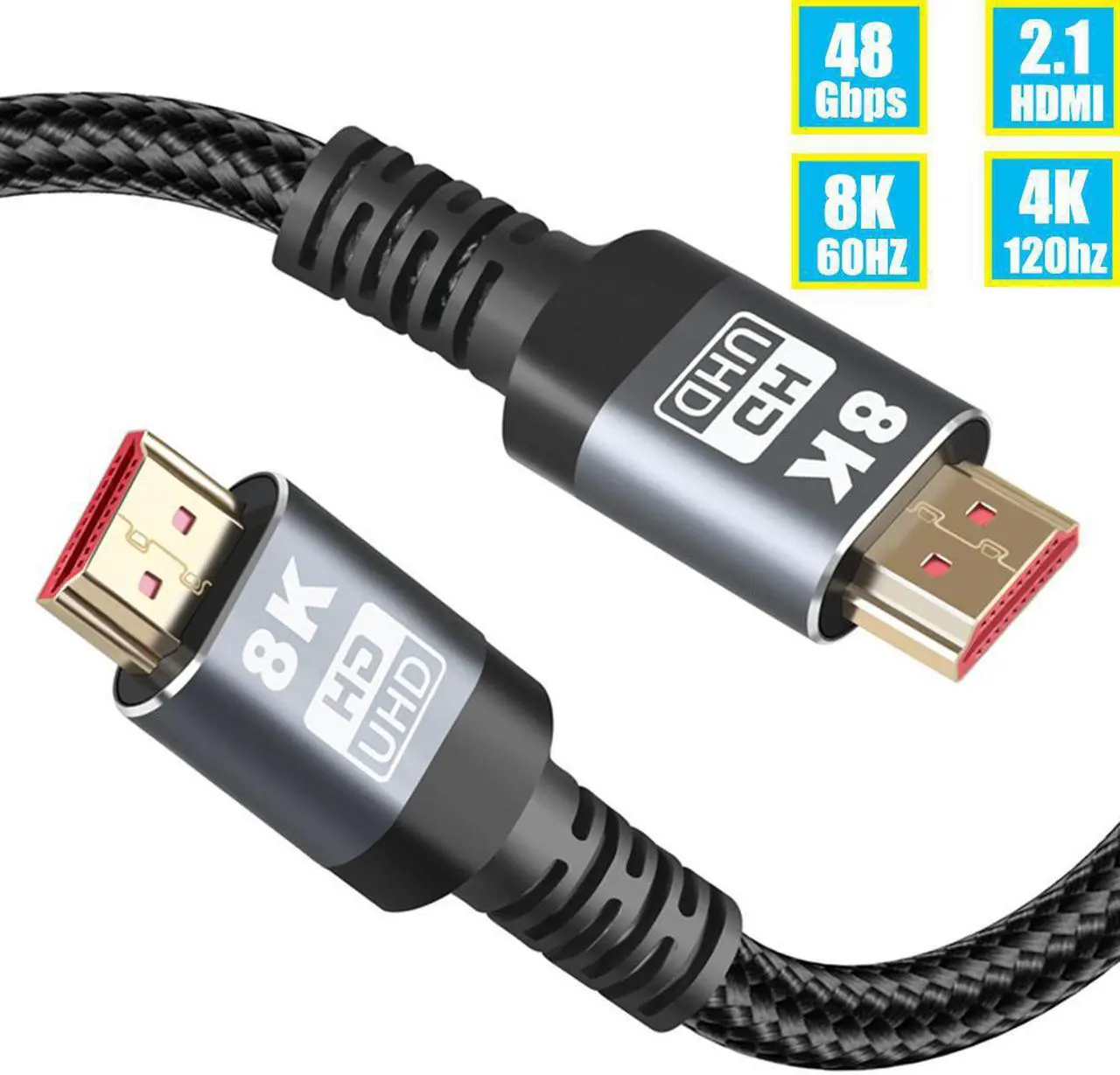 Main image of 8K HDMI 2.1 Cable 16.4 Feet 8K60hz 4K 120hz 144hz HDCP 2.3 2.2 eARC ARC 48Gbps Ultra High Speed Compatible with Dolby Vision Atmos PS5 PS4, Xbox One Series X, Sony LG Samsung, RTX 3080 3090