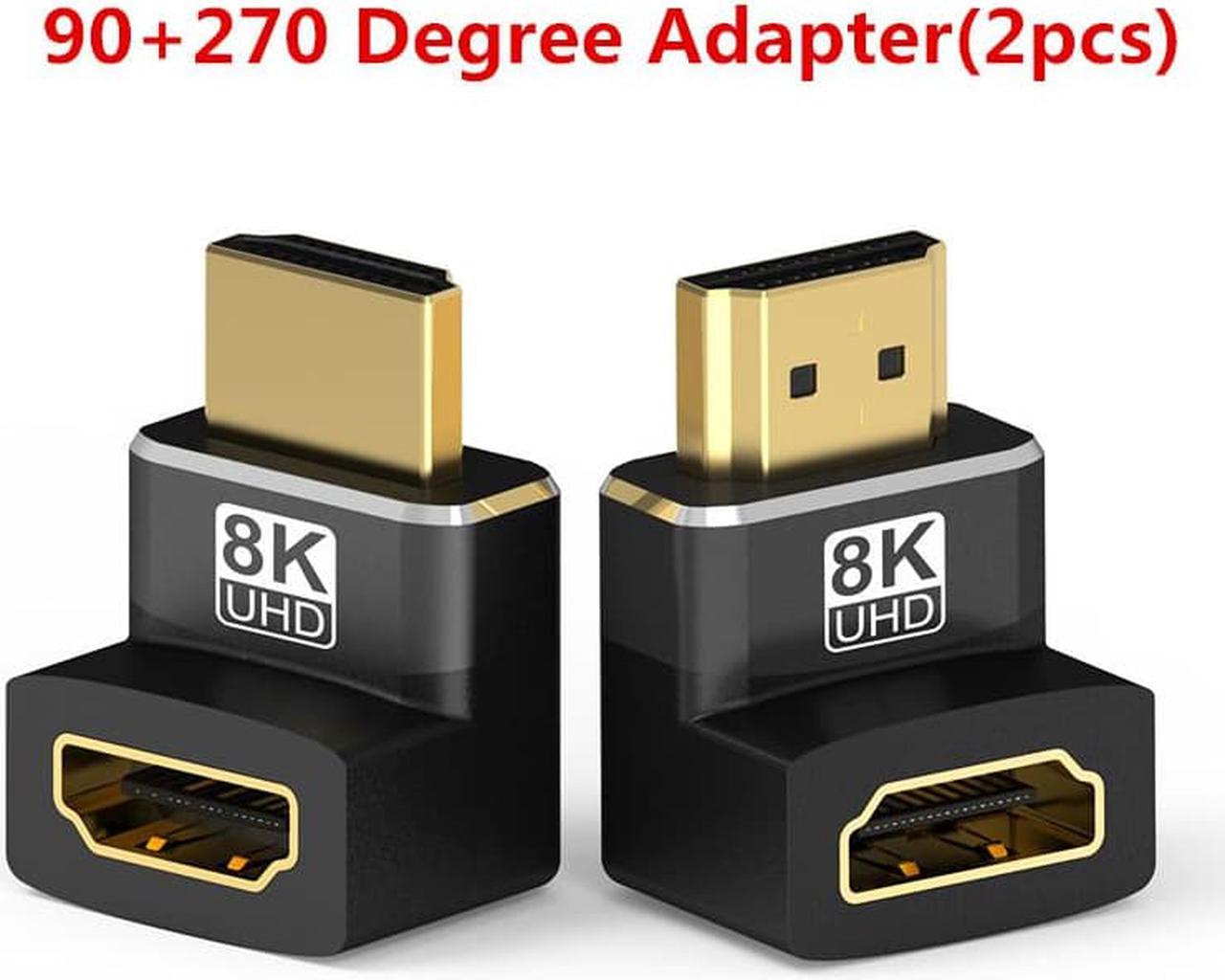 8K HDMI Coupler Male to Female 90 Degree and 270 Degree Upward Angle Converter, 2 Pack 8K HDMI Adapter, ESTONE HDMI Connector 3D, HDMI 2.1 Extender Compatible with HDTV Stick Switch Xbox One PS4