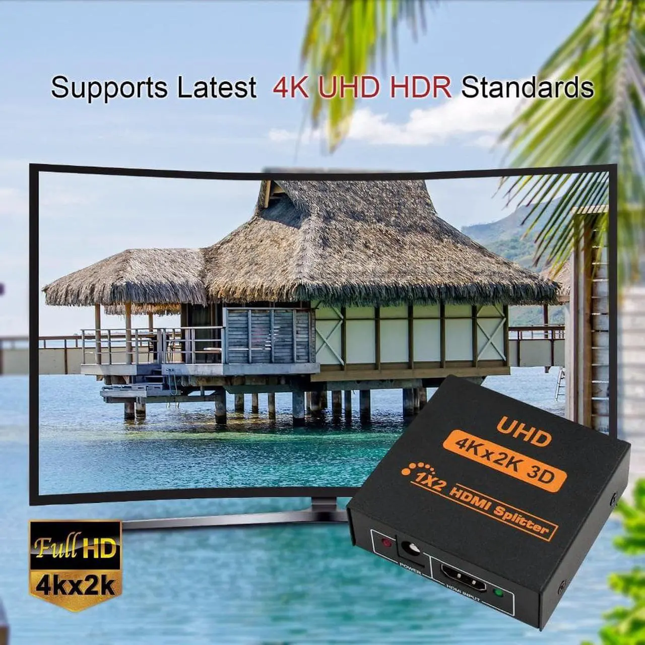 Alt view image 6 of 7 - 4K HDMI Splitter Adapter 2 Port Splitter, ESTONE 1 In 2 Out HDMI Female To HDMI Female 1 To 2 Way For Xbox PS4 DVD HDTV PC Laptop