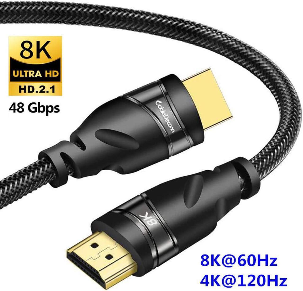 ESTONE 8K HDMI Cable 10ft Certified 2.1 48Gbps Ultra High Speed HDMI Cables Premium Braided 8K@60Hz 4K@120Hz 4K@144Hz HDCP 2.2&2.3 CL3 ARC eARC Dolby - HD/HDR/HDTV/PS5/PS4/Xbox