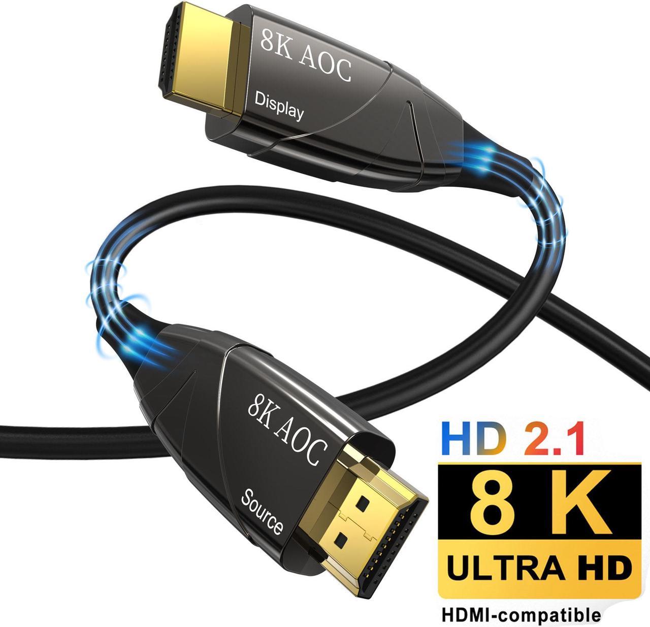 8K HDMI Fiber Optic Cable (16FT/5M), ESTONE 8K@60Hz AOC Fiber HDMI 2.1 Braided CordSupports 8K@60Hz 4K@120Hz, 48Gbps AOC Dynamic HDR 10, eARC, HDCP2.2, 4:4:4