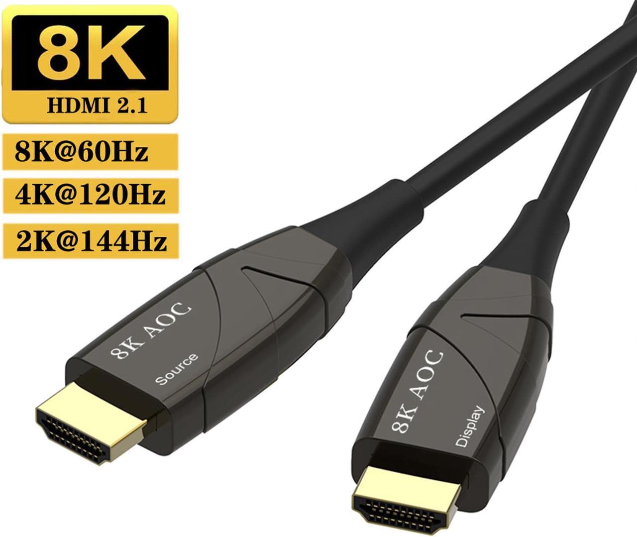 8K Fiber HDMI Cable 16ft, HDMI 2.1 AOC Fiber Optic Cable Support 8K@60Hz, 4K@120Hz, 48Gbps, eARC Compatible with PS5/4, Xbox Series X, RTX 3080/3090, Denon AV Receiver and More