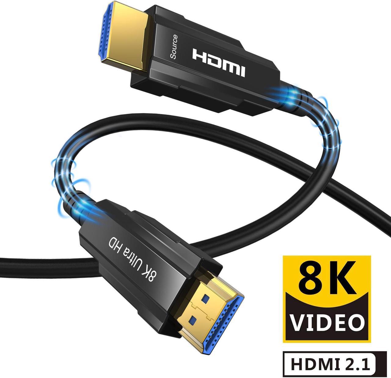 8K Fiber Optic HDMI Cable 16ft,ESTONE Fiber HDMI 2.1 Fiber Optic Long cable in-Wall Supports 8K@60Hz, 4K@120Hz, 48Gbps, eARC, HDR10, 4:4:4 Compatible with Apple TV / PS5 / RTX 3090/3080 and More