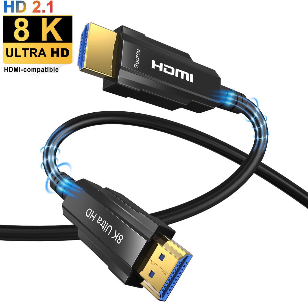 8K Fiber HDMI Cable 100ft, HDMI 2.1 Fiber Optic Long cable in-Wall Support 8K@60Hz, 4K@120Hz, 48Gbps, eARC Compatible with PS5/4, Xbox Series X, RTX 3080/3090, Denon AV Receiver and More