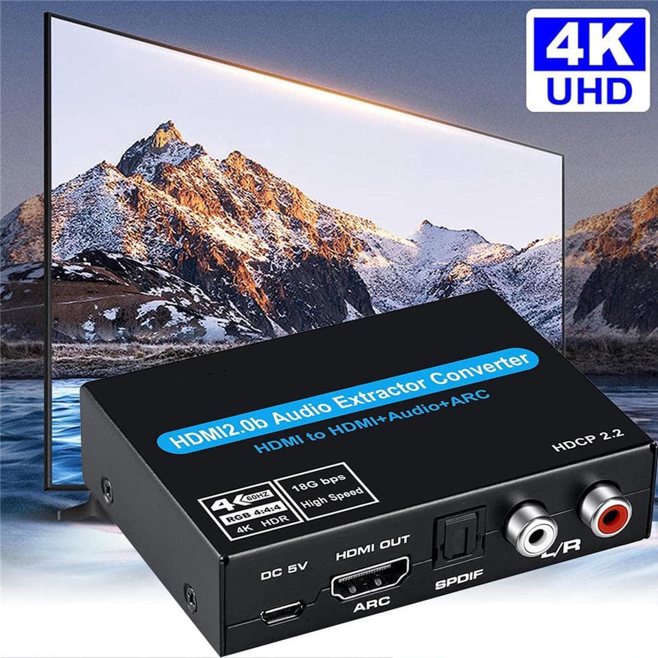 Main image of ESTONE 4K HDMI Switch Audio Extractor With ARC & Optical Toslink HDMI 2.0 Switch 4K 60Hz HDMI Switcher Remote For Apple TV PS4