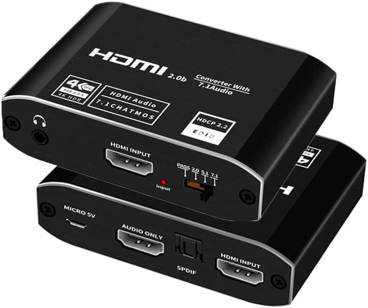 ESTONE HDMI 2.0b and HDCP 2.2,4K@60Hz HDMI audio extractor with AUDIO ONLY HDMI, optical Toslink & 3.5mm Jack .support RGB 8:8:8(7.1CH Dolby atmos),Dolby vision,EDID,HDR 10(Note:not support ARC)