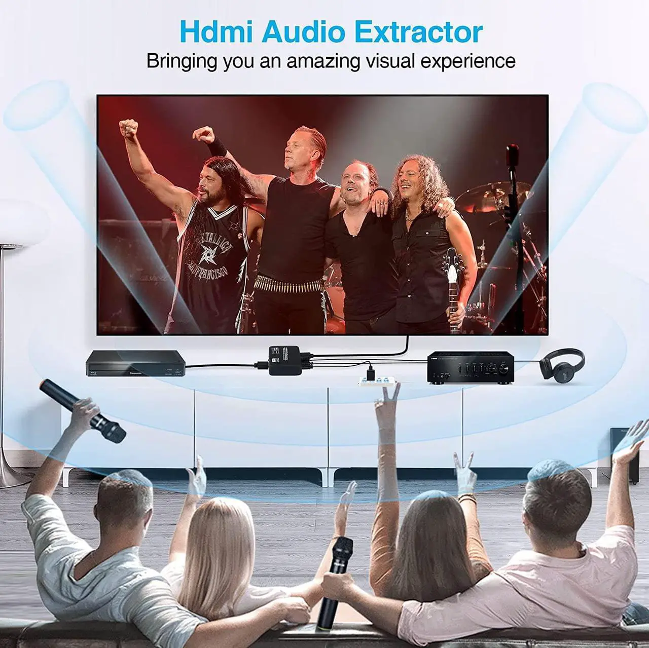 Alt view image 7 of 7 - 4K@60Hz HDMI 2.0b Audio Extractor Splitter Converter,ESTONE HDMI to HDMI + Optical Toslink SPDIF + 3.5mm Stereo Analog Audio, HDMI Audio Embedder Inserter for PS5,Xbox, Optical Fiber Included