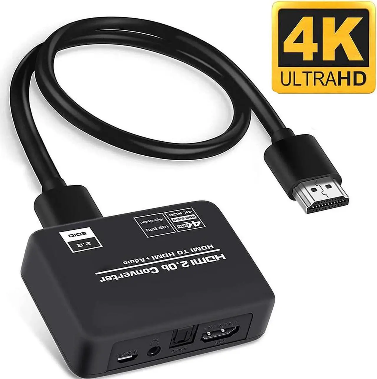 Main image of 4K@60Hz HDMI 2.0b Audio Extractor Splitter Converter,ESTONE HDMI to HDMI + Optical Toslink SPDIF + 3.5mm Stereo Analog Audio, HDMI Audio Embedder Inserter for PS5,Xbox, Optical Fiber Included