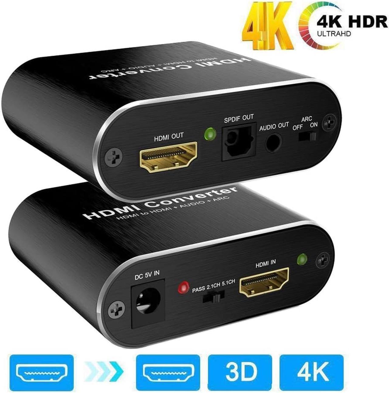 4K@60Hz HDMI Audio Extractor,ESTONE HDMI to Optical 3.5mm SPDIF Audio Adapter Splitter Converter Supports 5.1 ARC HDCP Dolby 4K 1080P 3D Compatable for PS3 Xbox Fire Stick (OZV8)