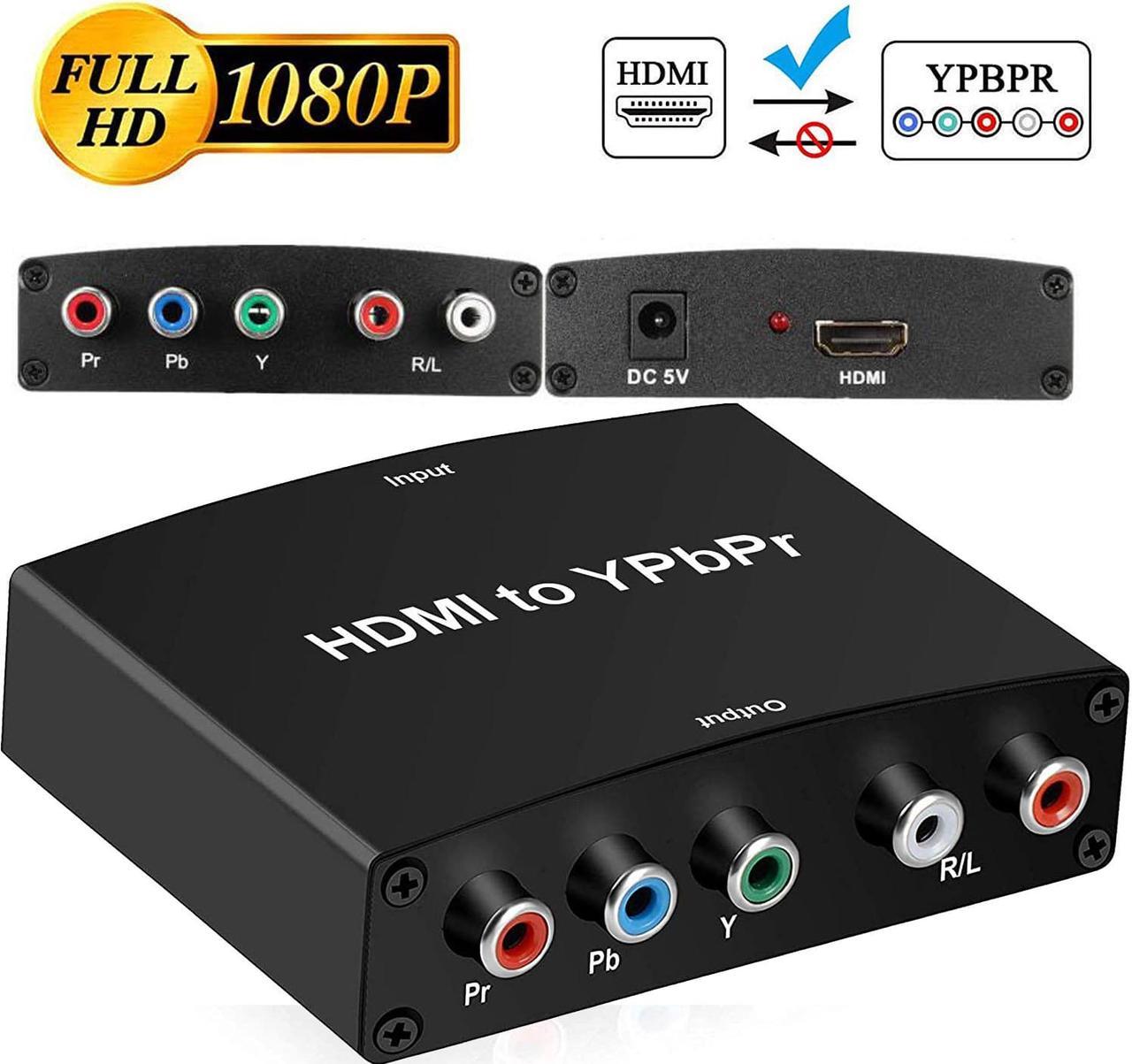 HDMI to 1080P Component Video (YPbPr/RGB/ 5RCA) Converter Adapter + R / L Support PS3, PS4, Blu-ray Player, DVD, Xbox, Notebook (HDMI to Ypbpr)