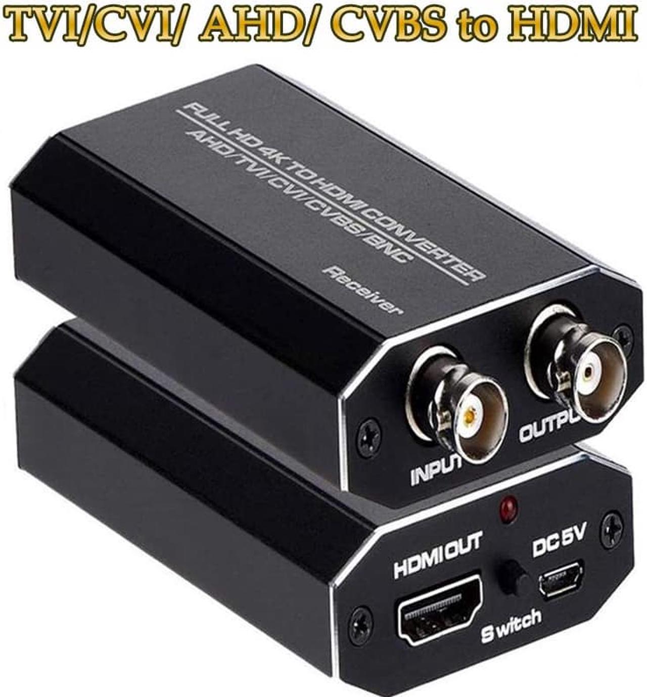 ESTONE TVI/CVI/AHD to HDMI Converter, Full HD 4K 720P/ 1080P/ 3MP/ 4MP/ 5MP/ 8MP BNC to HDMI Video Adapter, Convert TVI CVI AHD CVBS BNC Video Signal to HDMI for Monitor HDTV DVRs