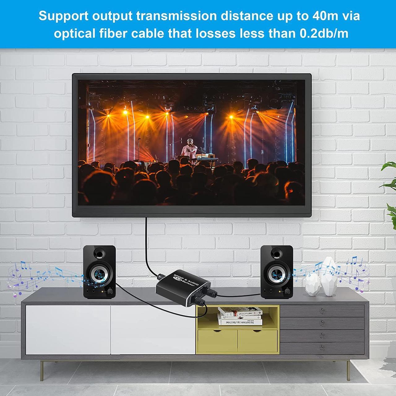 Alt view image 5 of 7 - ESTONE Digital SPDIF Optical Audio Splitter Switch Toslink Splitter Switcher Adapter 1x3 Optical Splitter 1 In 3 Out Support DTS AC3
