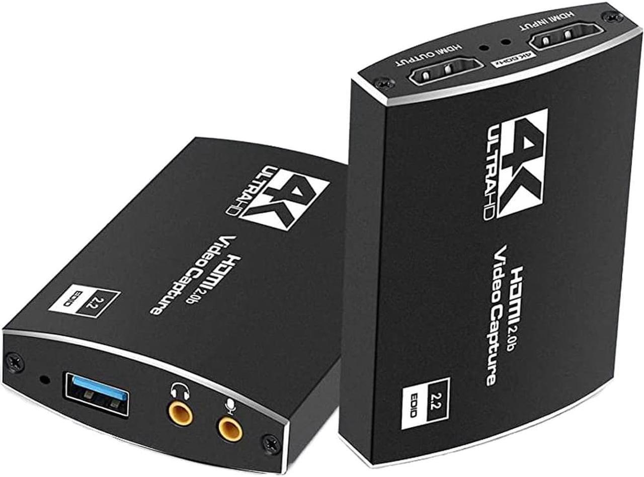 4K@60Hz Audio Video Capture Card,HD Video Capture,HDMI USB3.0/Type-C Video Grabber Device, Full HD 1080P for for Game Recording, Live Streaming Broadcasting (Black)