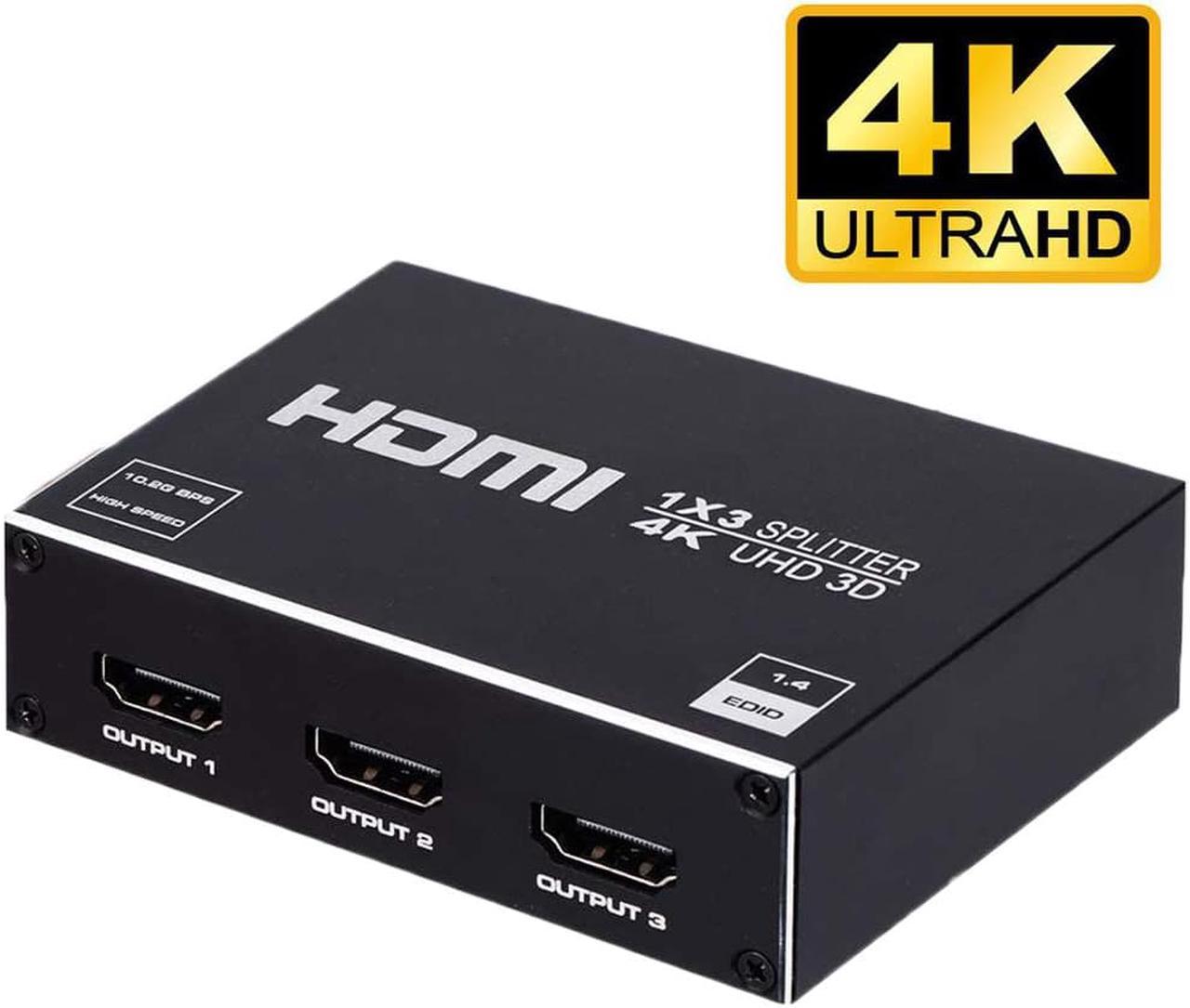 ESTONE HDMI Splitter 1 in 3 Out - 1x3 HDMI Display Duplicate/Mirror - Powered Splitter Full HD 1080P, 4K @ 30Hz (One Input To Three Outputs) - 1 Source to 3 Identical Displays