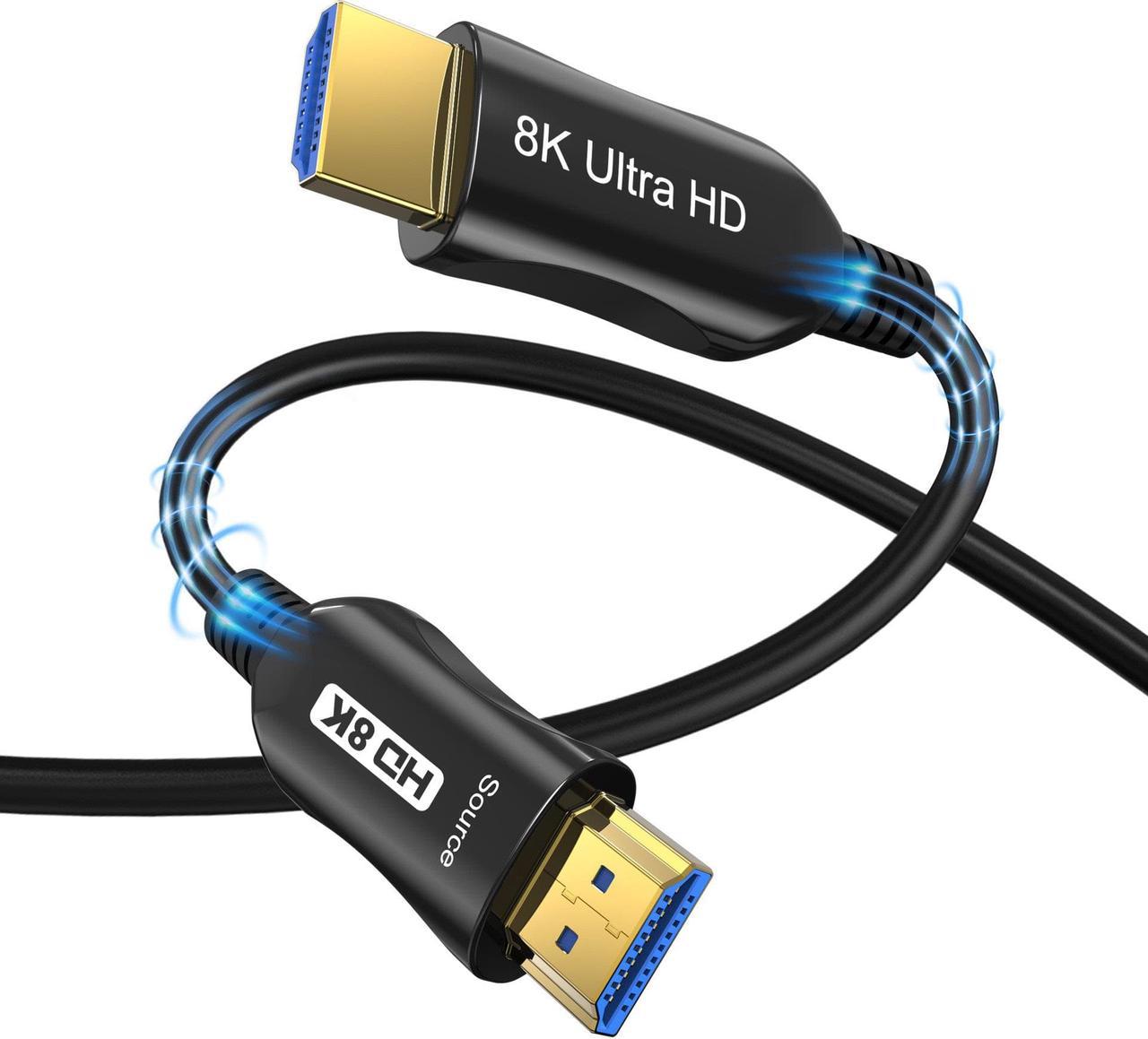 8K HDMI 2.1 Fiber Cable 5M 16FT |  Ultra High Speed 48 Gbps 4K @ 120Hz | 8K @ 60Hz Compatible with PS5 XBOX ROKU- in Wall CL3 Rated  [TJ-A018]