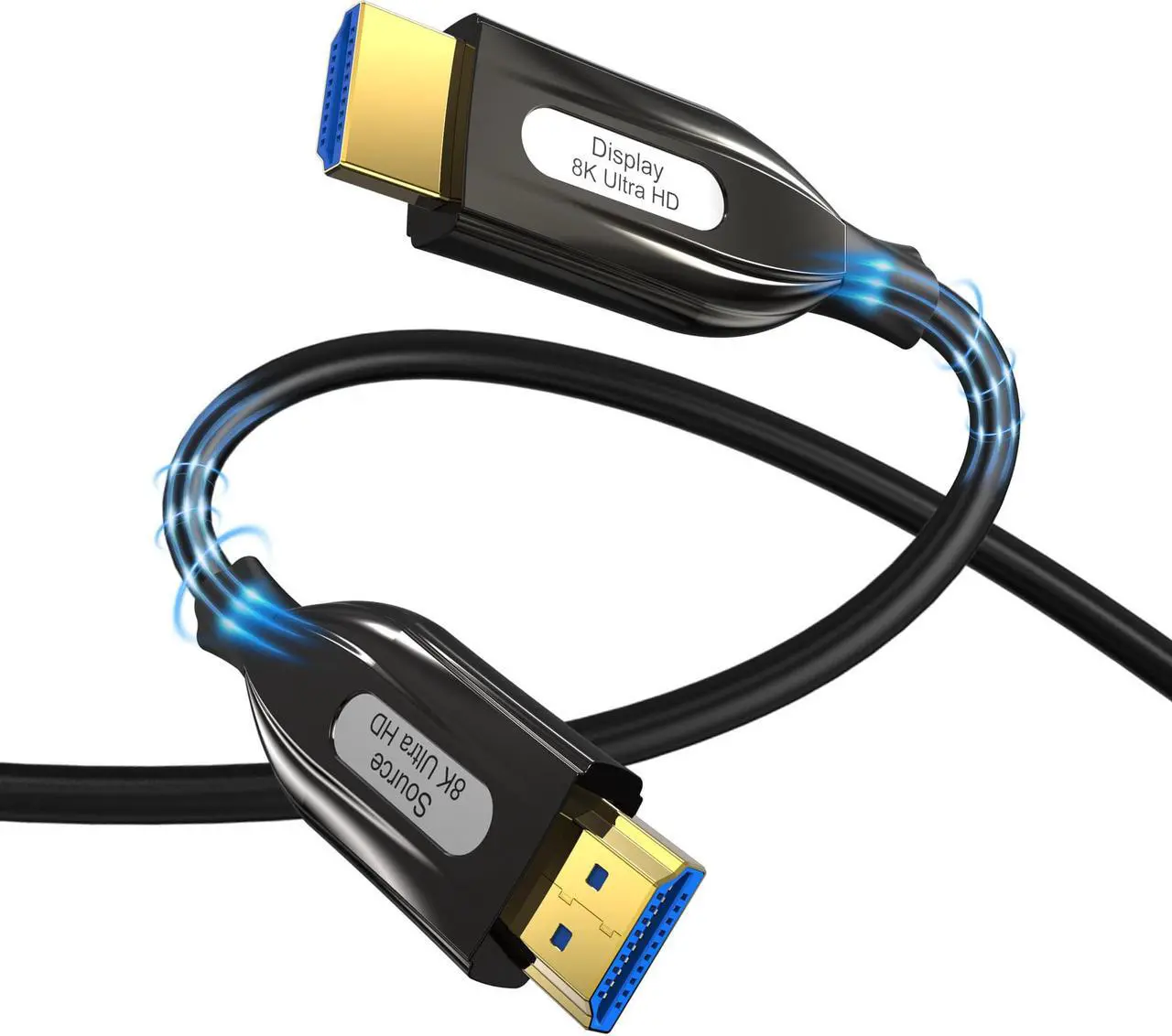 Main image of 8K Fiber Optic Gaming HDMI 2.1 Cable 164FT/50M, 48Gbps High Speed 3D 8K60 4K120 144Hz HDMI Cord eARC HDR10 HDCP 2.2&2.3 Compatible with Roku TV/PS5/HDTV/Blu-ray Black