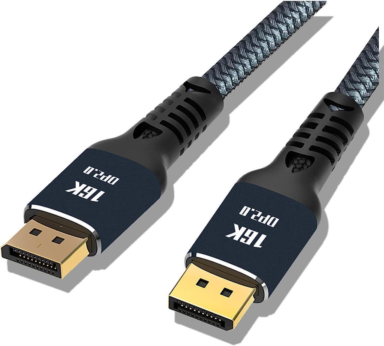 VESA Certified DisplayPort Cable 2.0,ESTONE 16K DP Cable 6.6ft (16K@60Hz, 8K@60Hz, 4K@165Hz)HBR3 Support 80Gbps, HDR, HDCP 2.2, FreeSync G-Sync, Braided Display Port for Gaming Monitor, Graphics