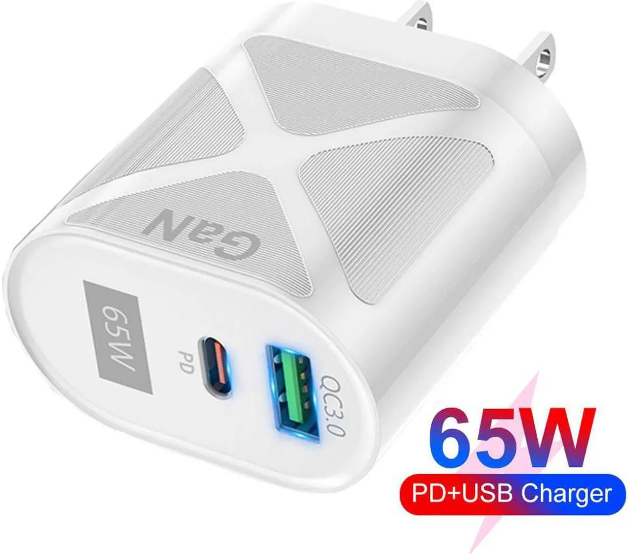 Main image of GaN 65W USB C Charger USB QC3.0 PD30W Type C Fast Charging Mobile Phone Charger Wall Adapter for IPhone Xiaomi Samsung Huawei - White