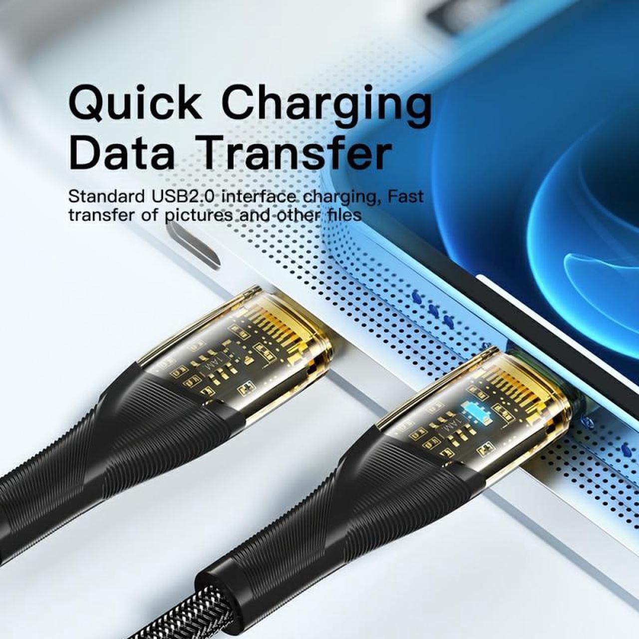 Alt view image 3 of 7 - [2-Pack 3.3ft] USB C to Lightning Cable Transparent Shell, 29W PD 3A Fast Charging Type C to Lightning Cable, Nylon Braided [Apple MFi Certified] for iPhone 14 13 Pro 12 Pro Max 12 11 X, AirPods Pro