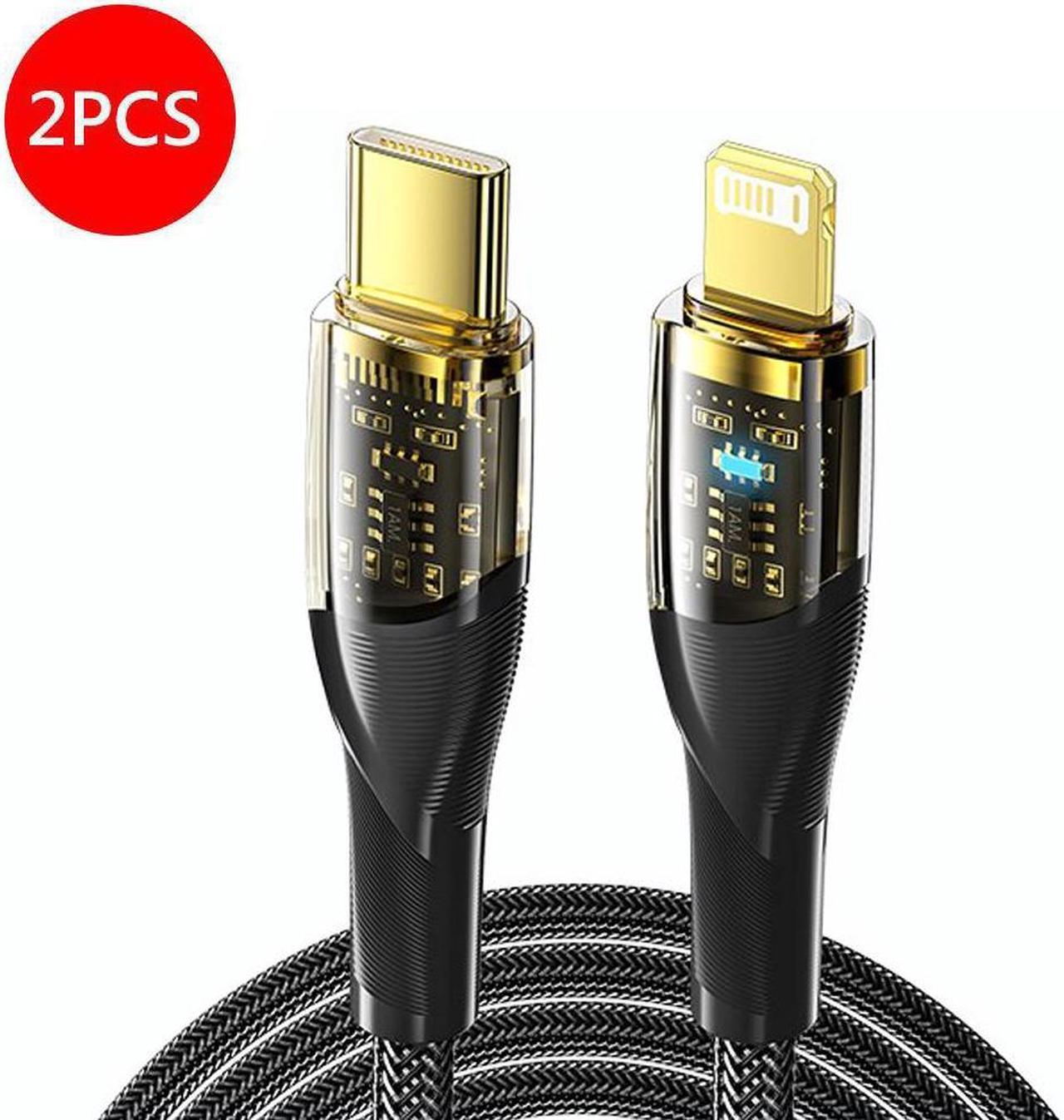 Main image of [2-Pack 3.3ft] USB C to Lightning Cable Transparent Shell, 29W PD 3A Fast Charging Type C to Lightning Cable, Nylon Braided [Apple MFi Certified] for iPhone 14 13 Pro 12 Pro Max 12 11 X, AirPods Pro