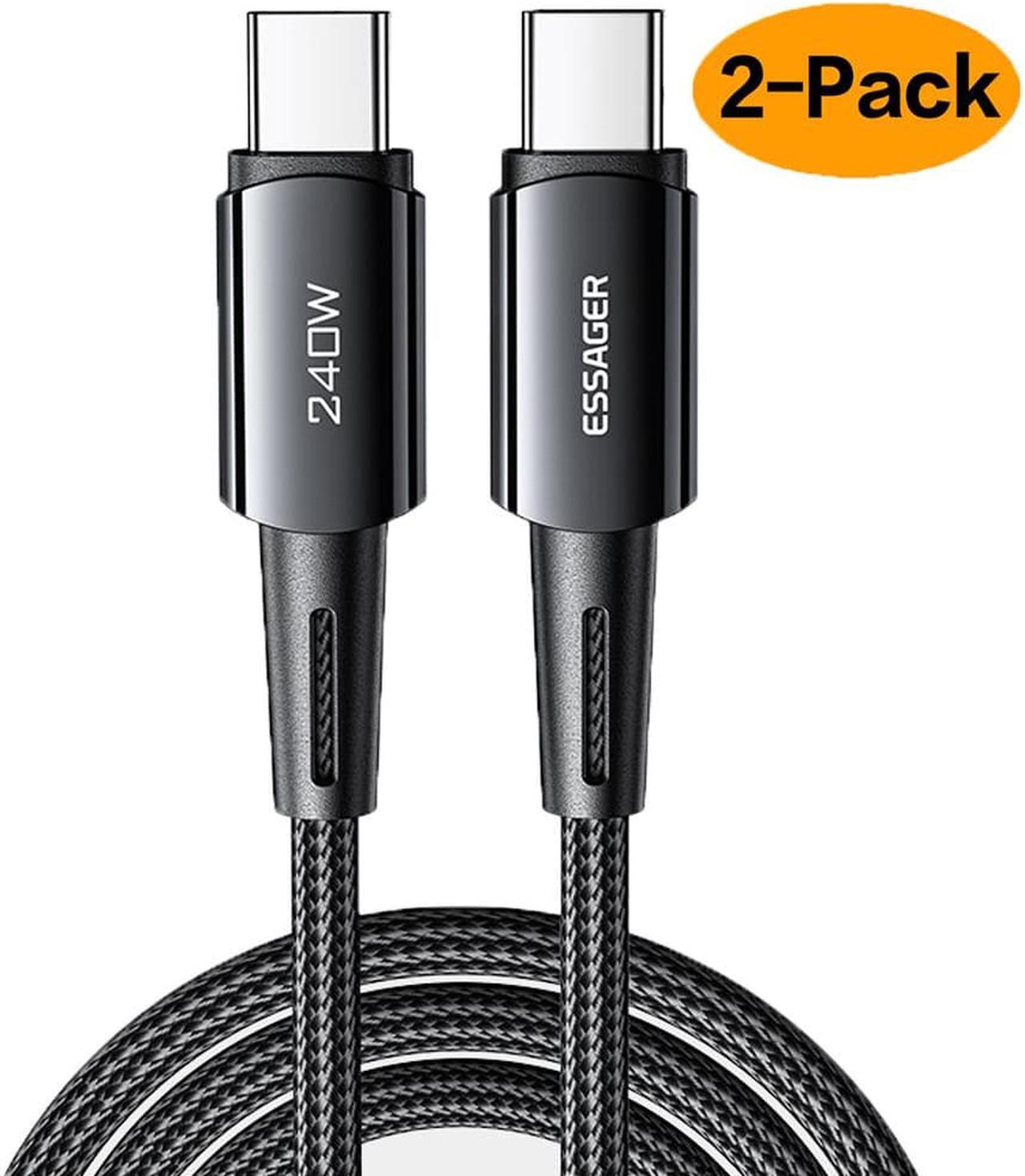 240W USBC to USBC Cable 2 Pack 6.6ft,ESTONE Type C to Type C Cable, USB C Charger Cable Fast Charging Compatible with MacBook Air/Pro, iPad Pro 12.9/11/Air/Mini, Samsung S23/22/21/Note20 - Black