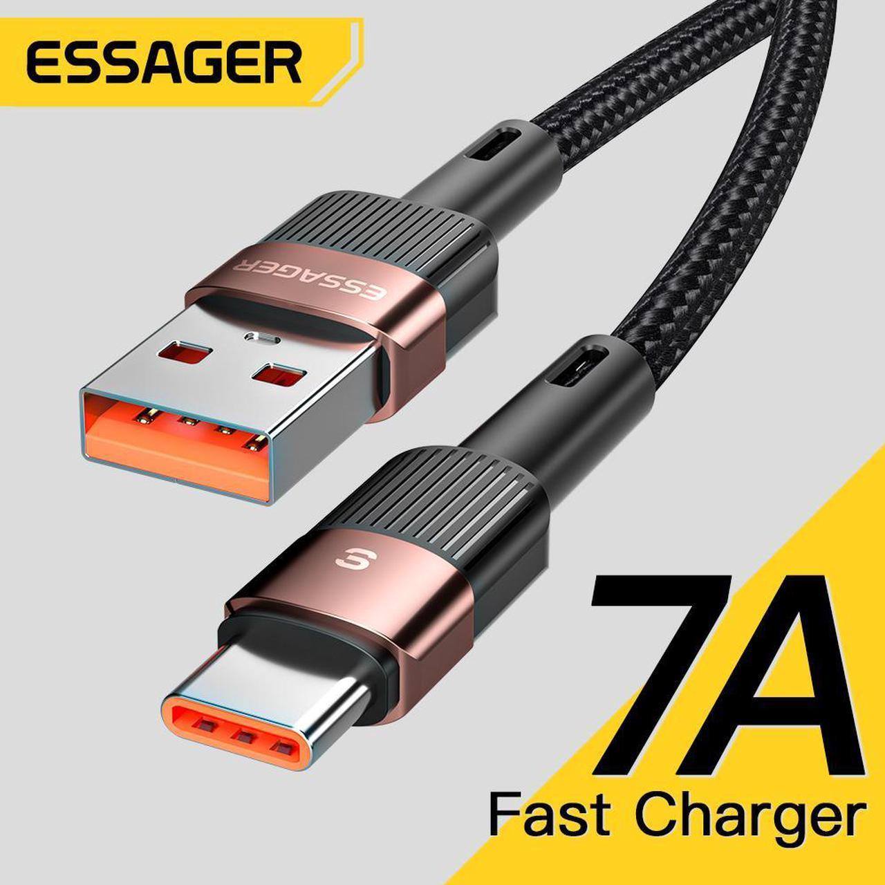 7A USB C Cable [3.3FT, 1-Pack]- 100W PD Fast Charging USB-A to USB-C Braided Cord Supercharge Type C Charger Compatible with Samsung Galaxy S20, S20+ and More(Supports Data Transfer)