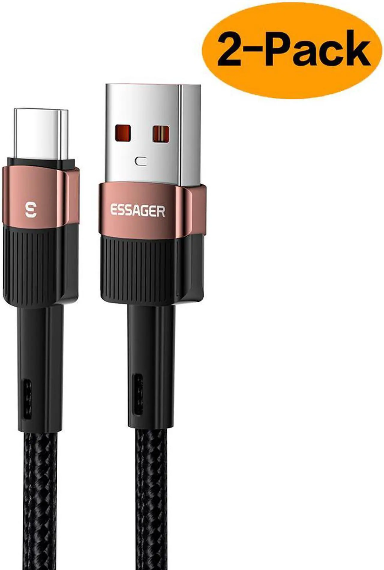 Main image of PD100W USB C Cable, [2-Pack, 6.6ft] Premium Nylon USB A to USB C Charger Cable for Samsung Galaxy S10 S10+, LG V30, Beats Fit Pro and Charging Cord for USB C Port Camera (Supports Data Transfer)