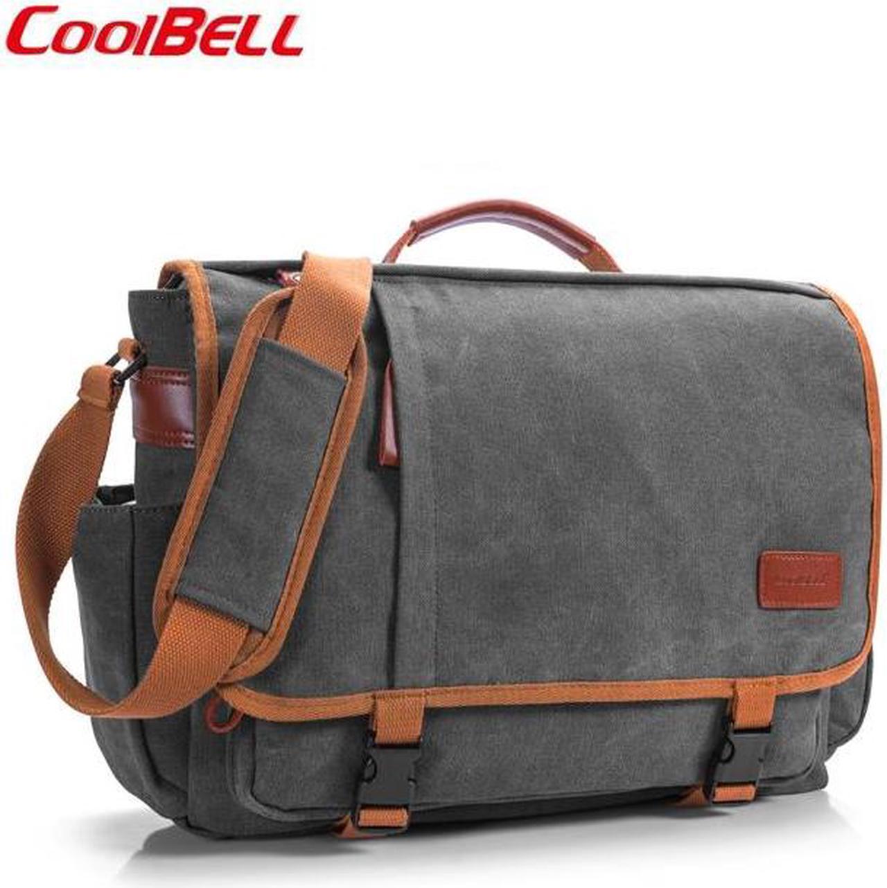 Canvas Messenger Bag - Vintage Crossbody Shoulder Bag for 17.3 Inch Laptop Notebook - Grey