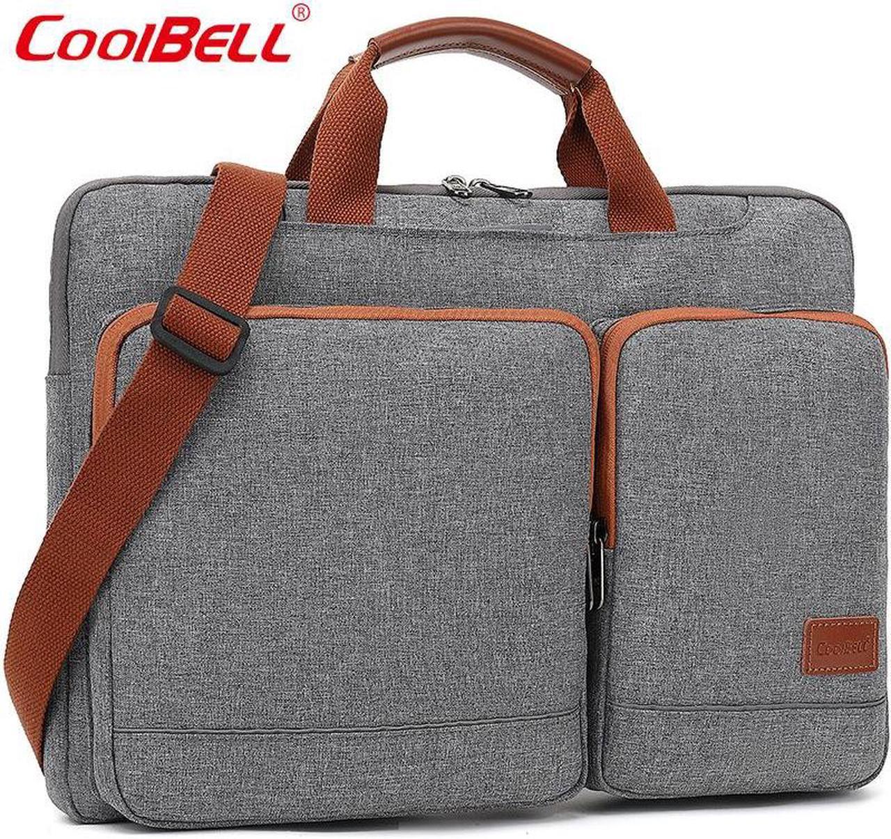 Laptop Bag Classic Slim Briefcase Messenger Bag, Spacious, Ergonomic, Foam Padded Laptop Case for 15.6-Inch Laptop or Tablet, Grey